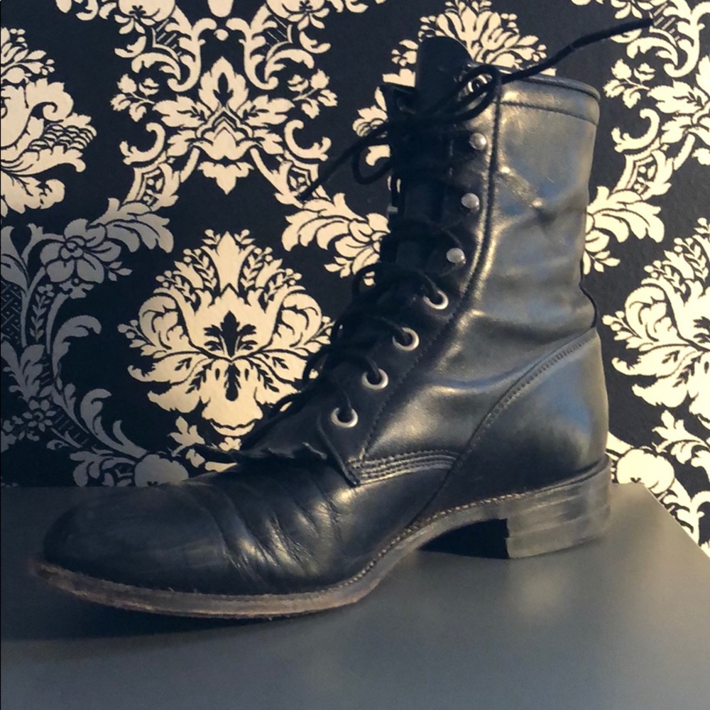 Justin Style Black Leather Lacer Roper Cowboy Boot